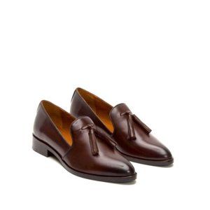 Frye Brown Erica Tassel Pointy Loafer Flats 9